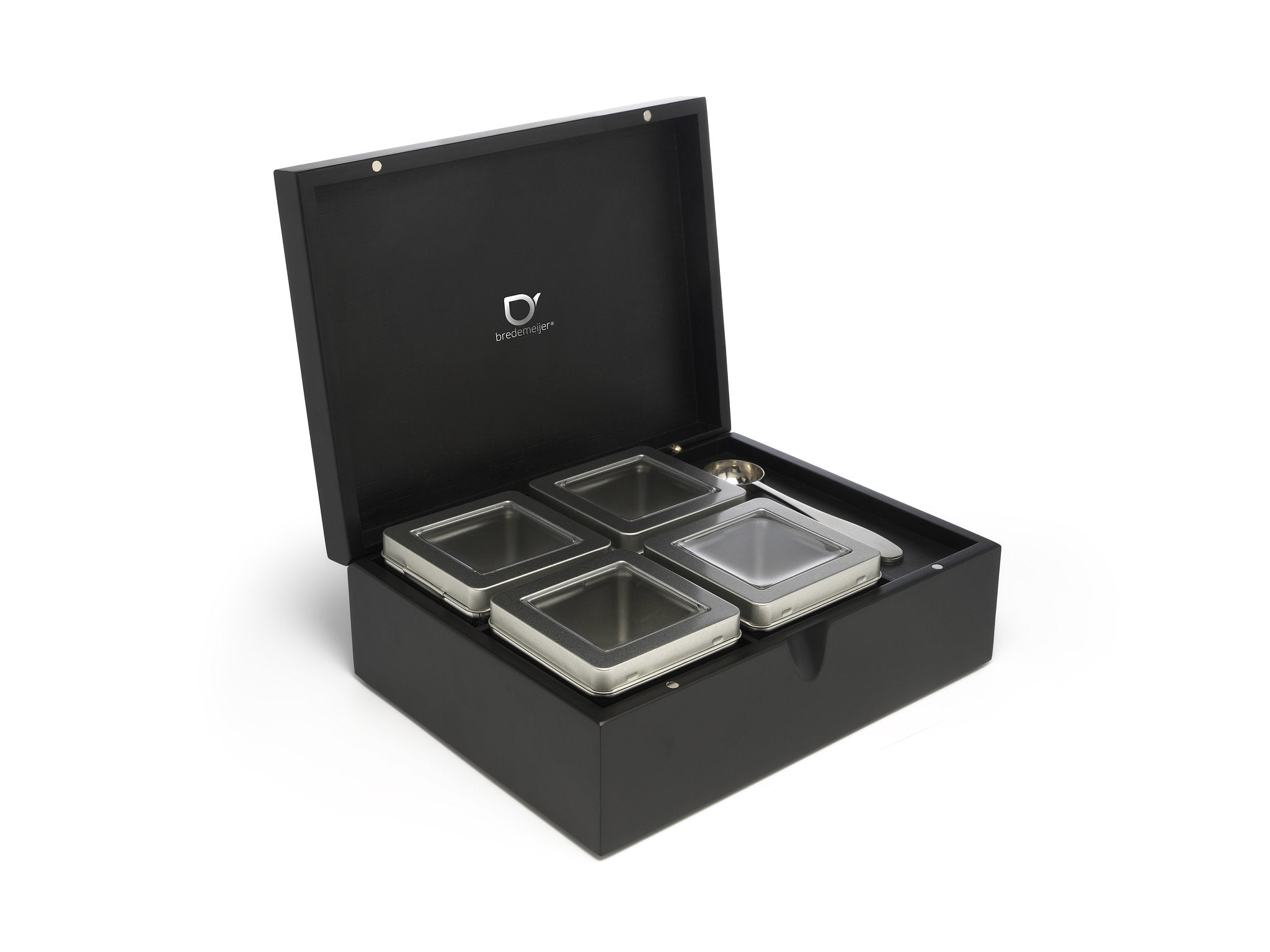 Bredemeijer Tea box black with 4 canisters and spoon