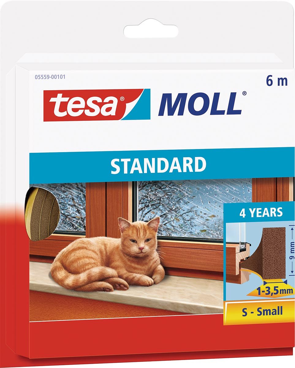 Tesa Moll Standard tochtstrip I-profiel, 6 m, bruin