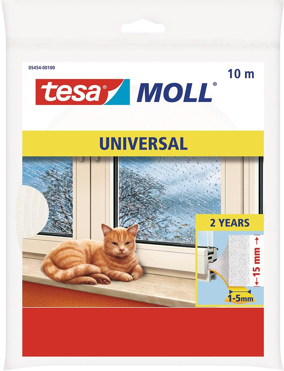 Tesa Moll Universal tochtstrip, 10 m x 15 mm, wit