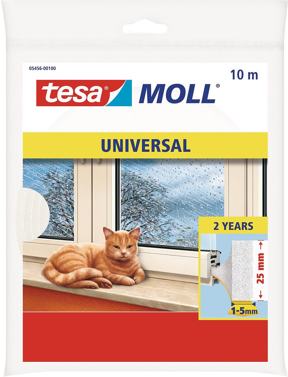 Tesa Moll Universal tochtstrip, 10 m x 25 mm, wit