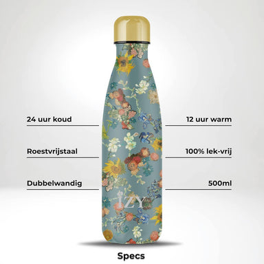 IZY Drinkfles - Van Gogh - Bloemen - Waterfles - Thermosbeker - RVS - 12 uur warm - 500 ml Thermos