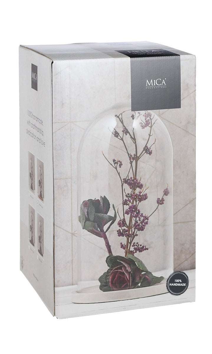 Mica Decorations Hella  Stolp H37 x Ø23 cm - Wit - Hout / Glas