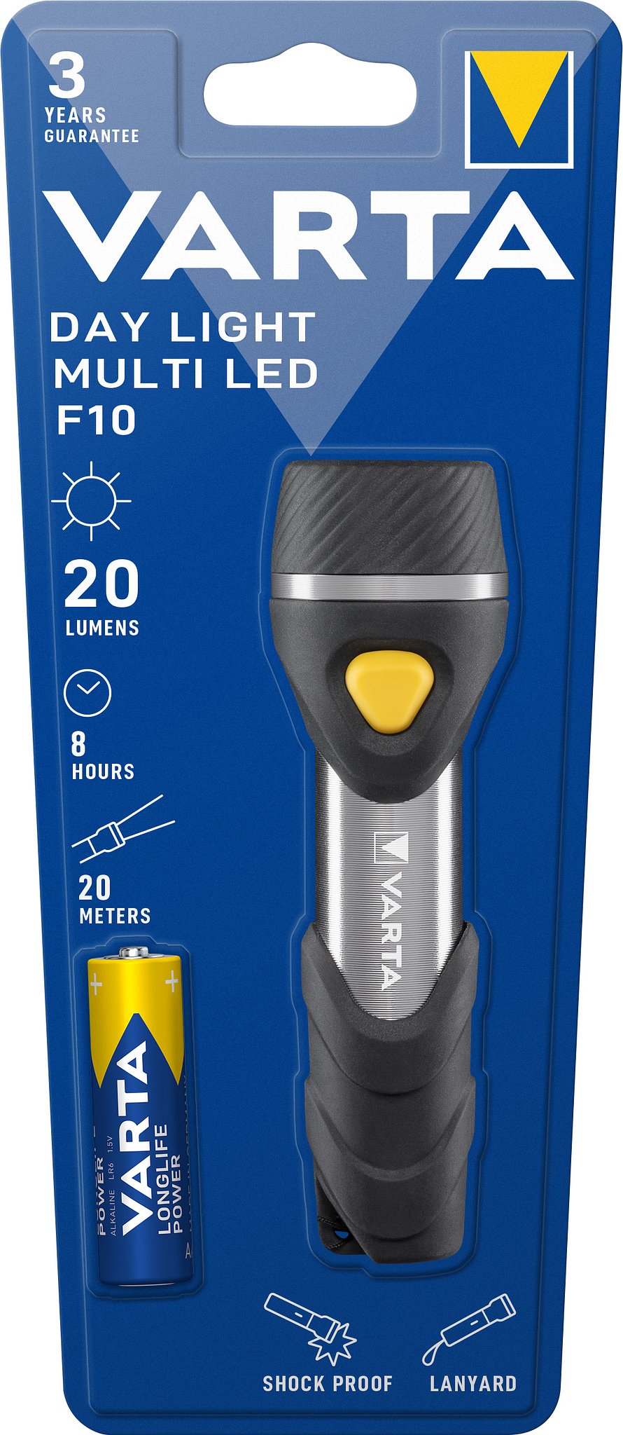 Varta LED torch Day Light, Multi LED F10 20lm, incl. 1x alkaline AAA battery, retail blister