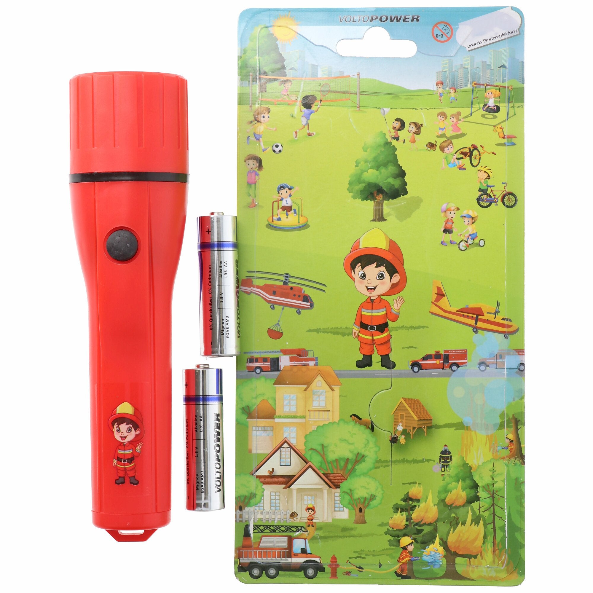 LED children's flashlight in a great firefighter design, easy to use, weighs only 135 grams, comes w