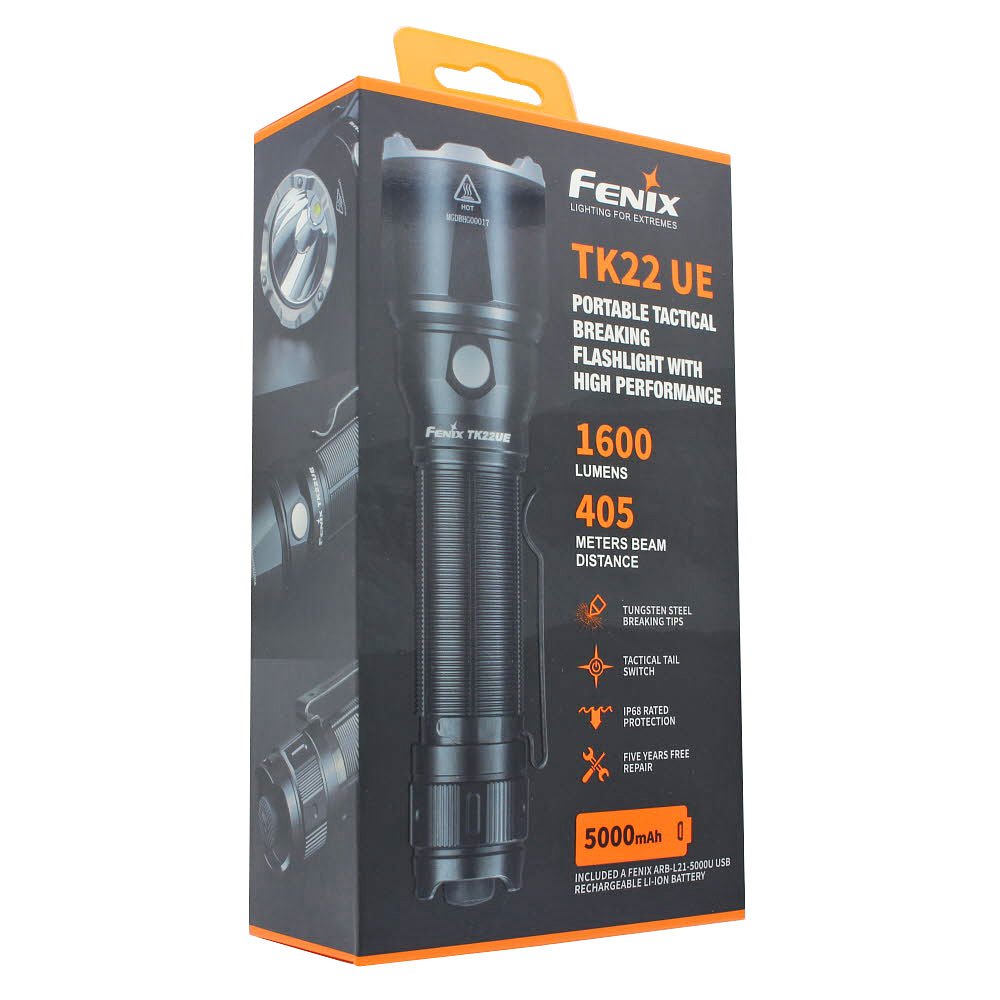 Fenix TK22UE LED flashlight 1600 lumens including 5Ah battery with USB-C charging port