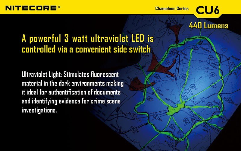 Nitecore Chameleon CU6 CREE XP-G2 (R6) 440 lumens with UV LED