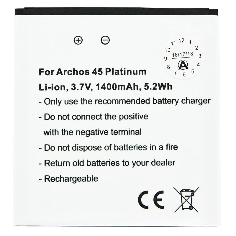 ARCHOS 45 Platinum battery AC1600A Li-ion 3.7 volts with 1400mAh, 5.2Wh