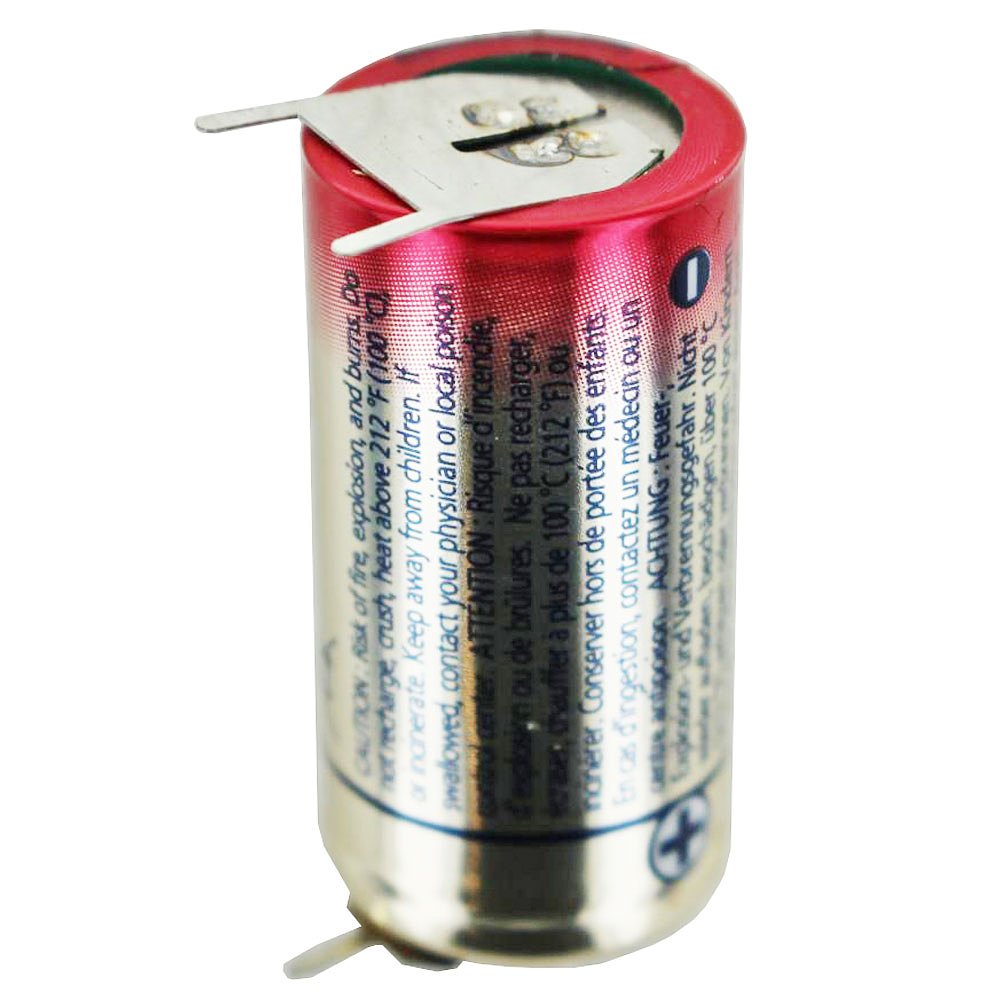 CR123A-batterij met 3 printverbindingen 1 print + / 2 printcontacten, spanning 3 volt