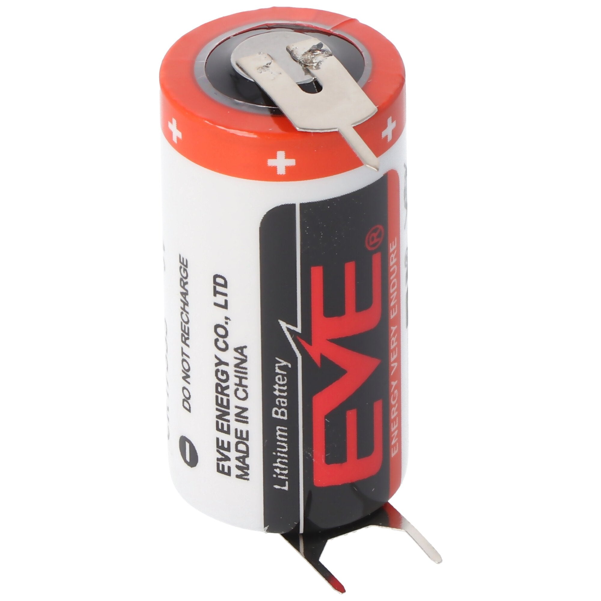 EVE CR17335 batterij maat 2 / 3A met 3 volt spanning en 1550 mAh capaciteit, afmetingen 33,5 x 17 mm