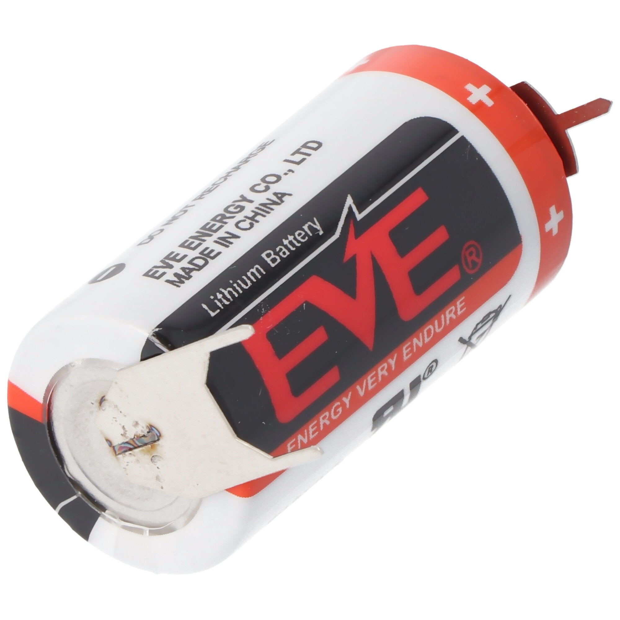 EVE CR17335 battery size 2 / 3A with 3 volt voltage and 1550mAh capacity, dimensions 33.5 x 17mm, wi