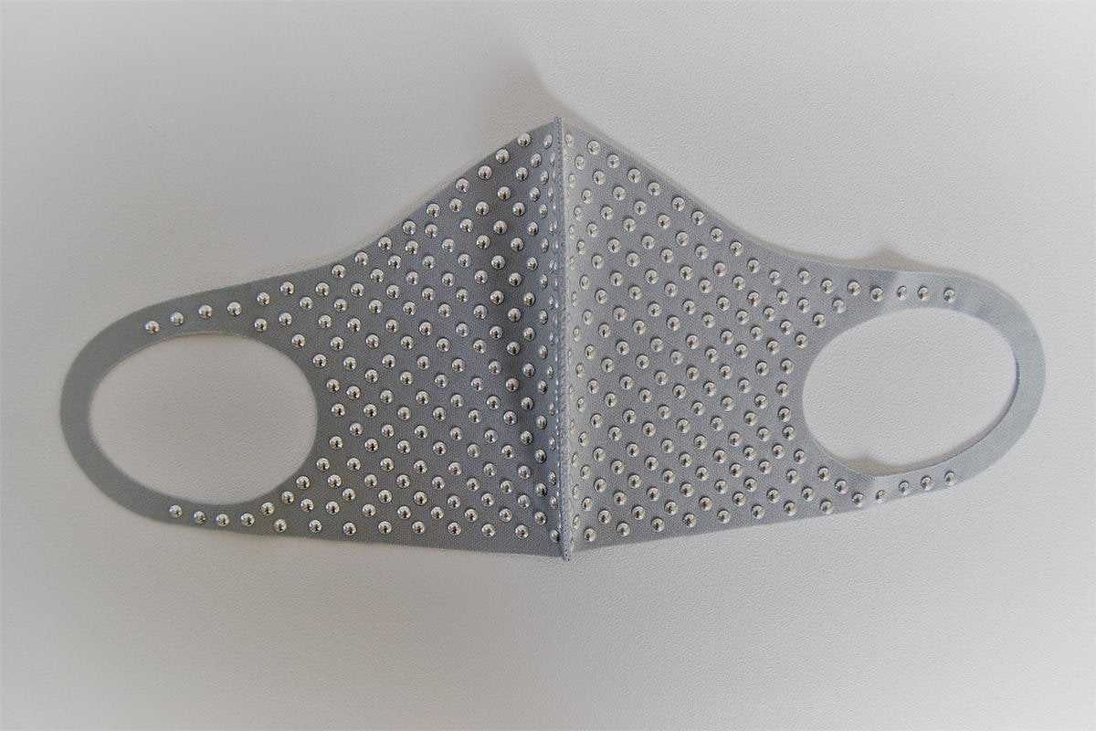 Comfort Face Mask grijs studs zilver 100% katoen - Mondmasker - Mondkapje - Herbruikbaar & wasbaar -