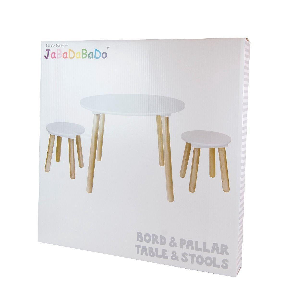 Jabadabado speelgoed kindertafel met twee krukjes naturel Wit