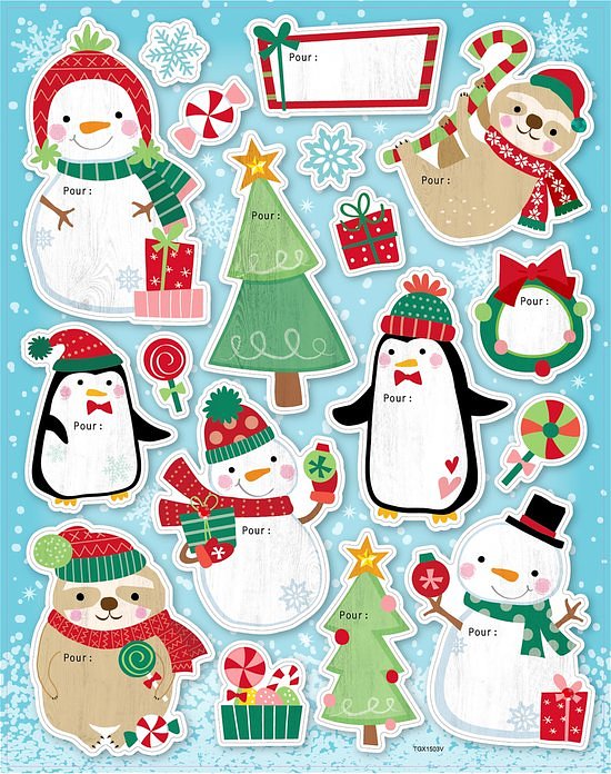 Kerst gift tag + stickers - Kerst cadeauverpakking - Set van 2 - 22 Tags + 14 Stickers - Cadeauversi