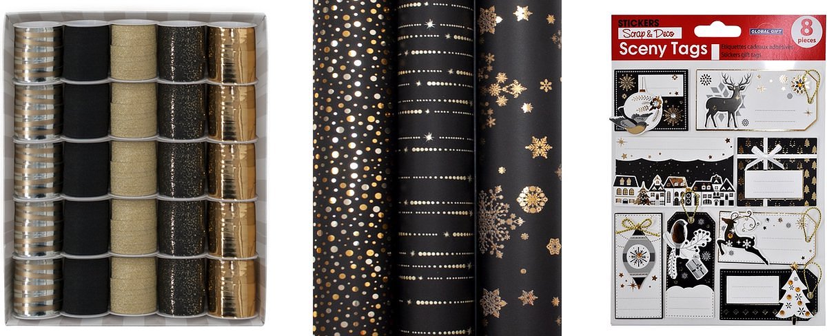 Luxe kerst inpak set Magic X-mas - 4 Luxe rollen 150 x 70 cm - 4 lintjes Cadeaupapier - 2 Gifttags 2