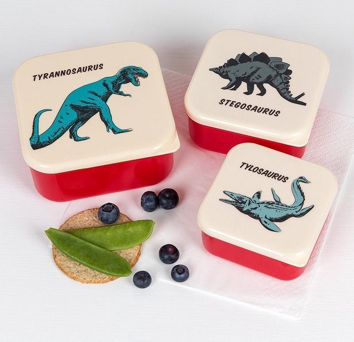 Rex London Lunchbox set met Broodtrommel / Drinkfles / Snackdoosjes (3 stuks) - Dinosaurus