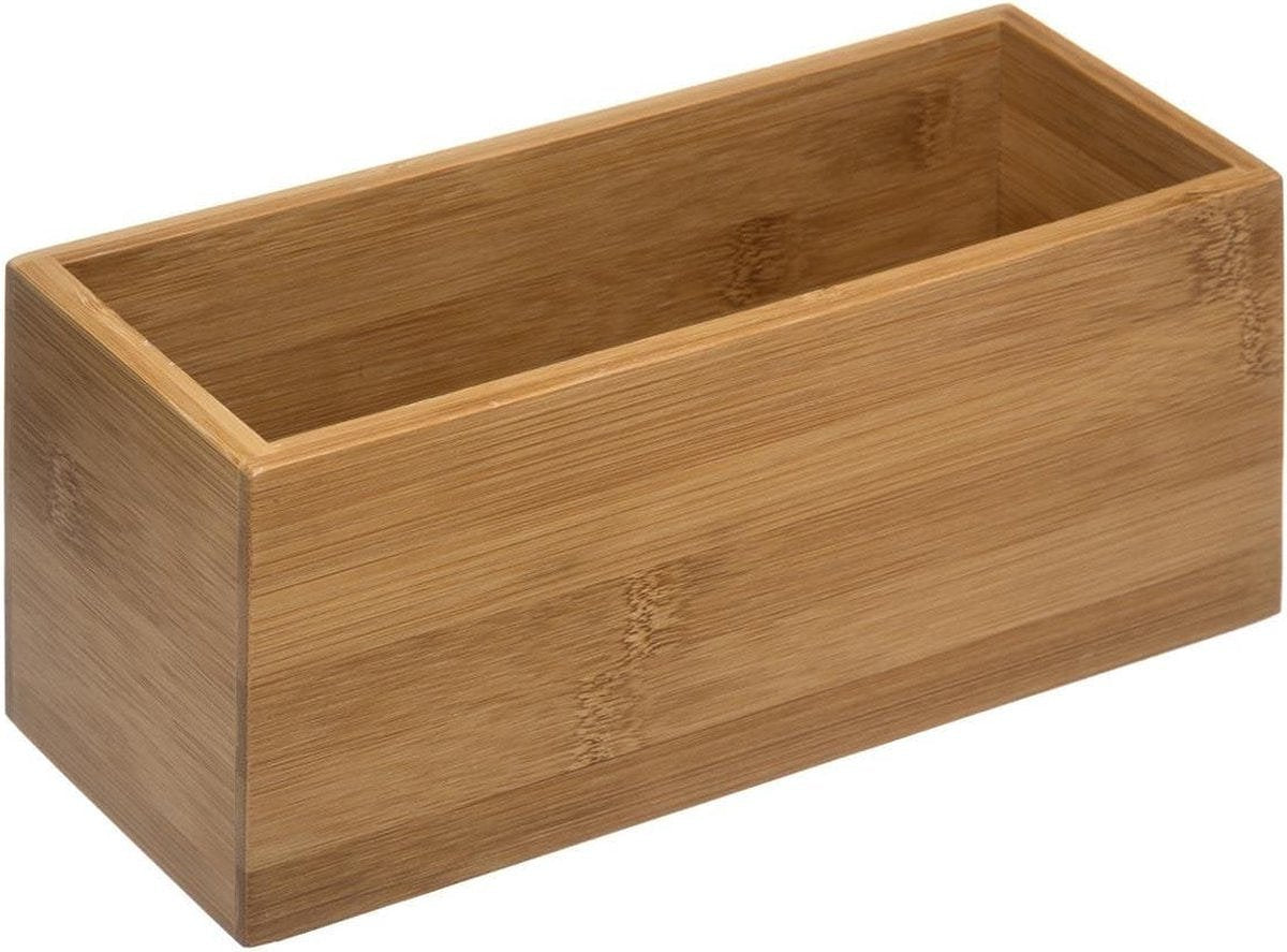 Sieraden/make-up houder/box 23 x 9,5 cm van bamboe hout - Nagellak box - Sieraden box - Make-up box