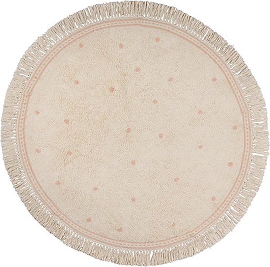 Tapis Petit Rond Vloerkleed Emma Dots Pink Ø130cm - Roze