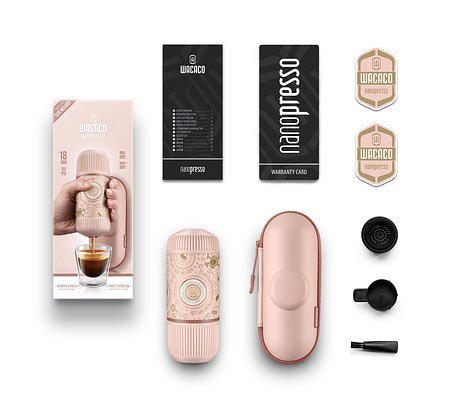 Wacaco Nanopresso - portable espresso machine - incl.  beschermhoes - Dark Soul Pink