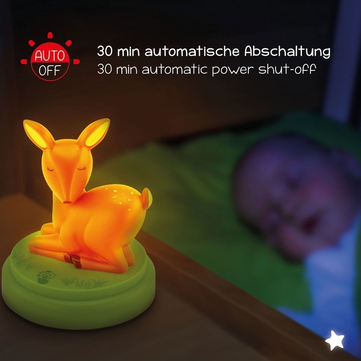 Mobiel nachtlampje herten mobiel, de LED LIGHT slaaphulp voor kinderen als hertenfiguur