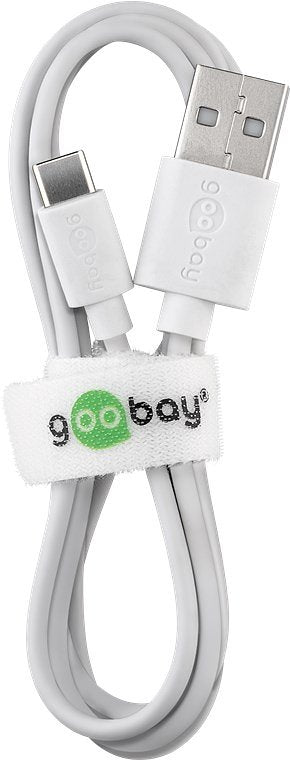 Goobay USB-C™ charging set 1 A - power supply unit with Type-C™ cable 1m (white)
