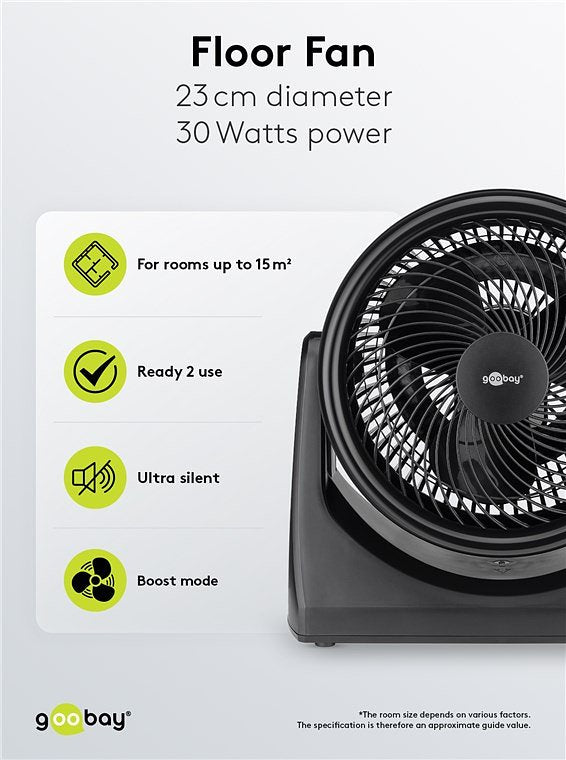 Goobay 9 inch floor fan - air cooler with power cable