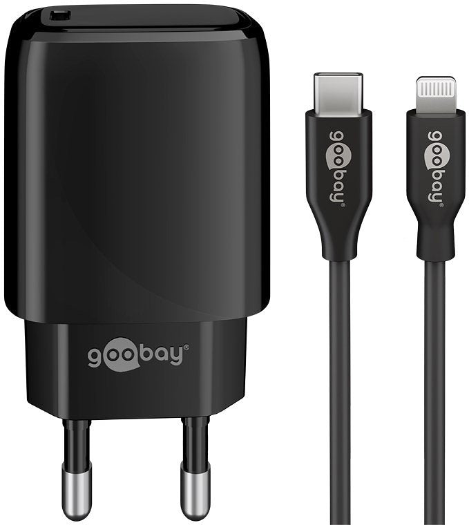 Goobay Lightning/USB-C™ PD charging set (20 W) - USB-C™ power adapter 20 W including USB-C™ to Light