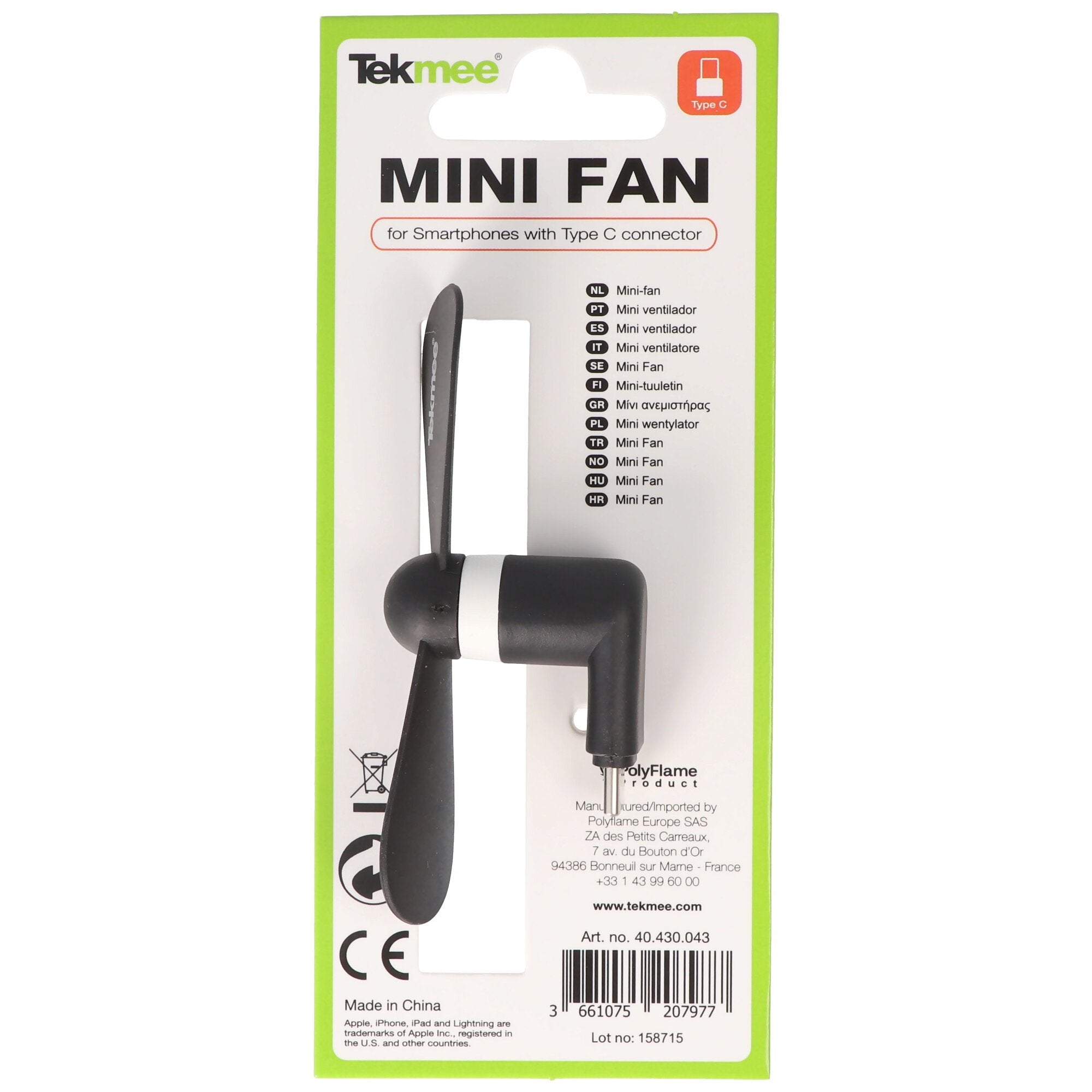 Mini fan for smartphones with USB-C connection, Type-C connection, fan for smartphone, sorted by col