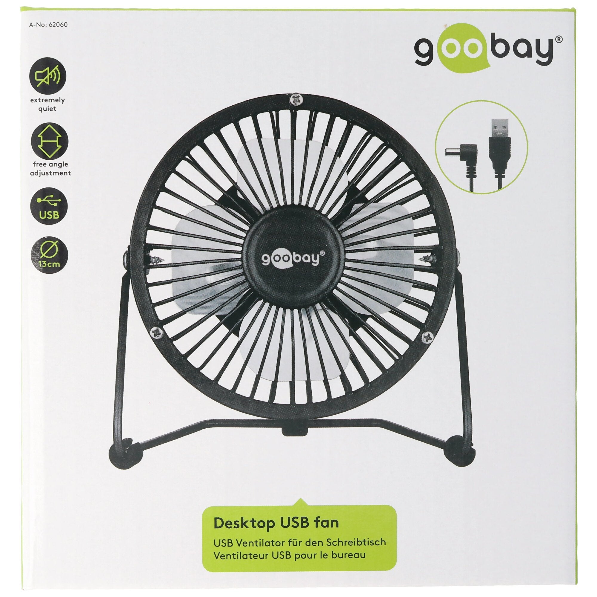 USB fan 4 inch for the desk with ON / OFF switch, black