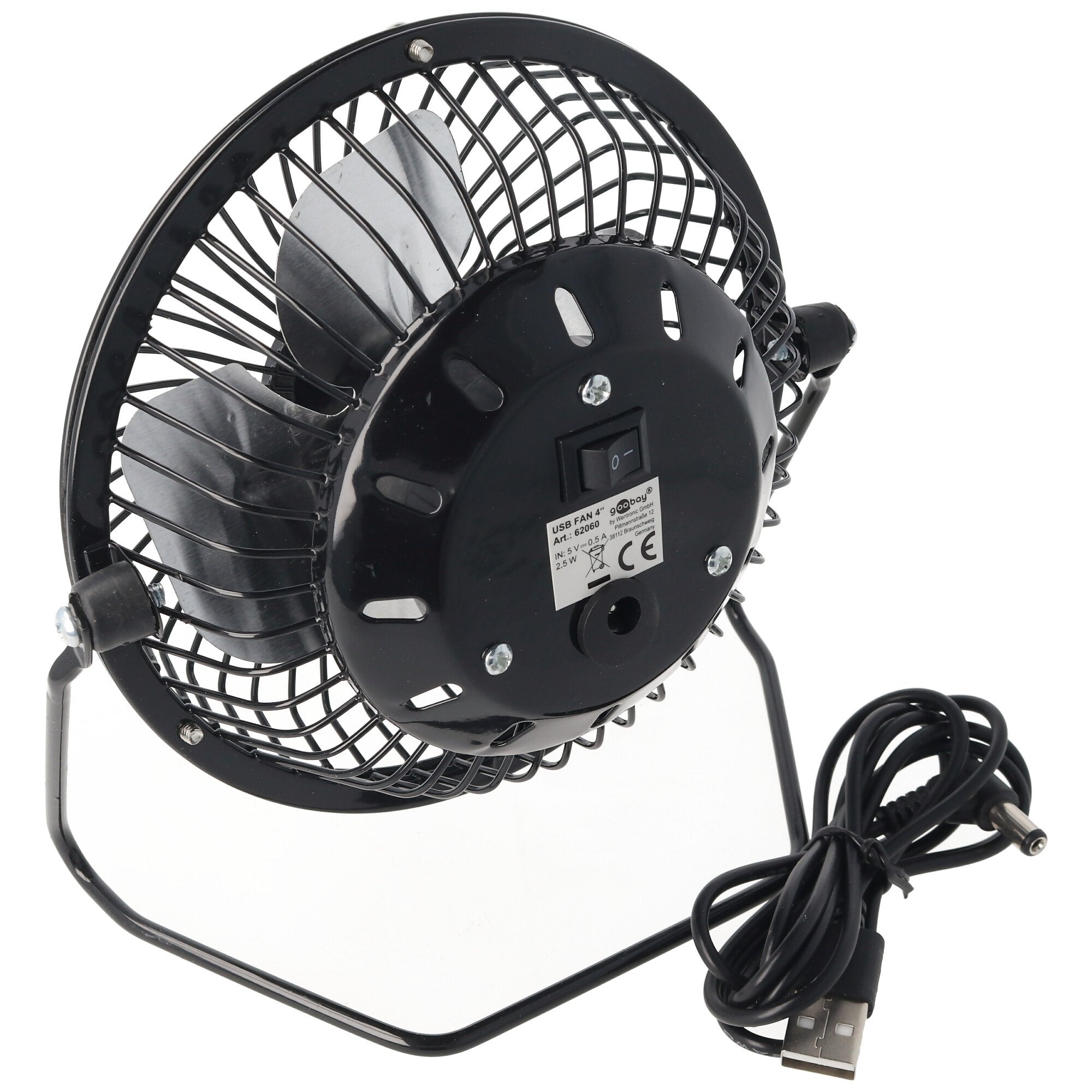 USB fan 4 inch for the desk with ON / OFF switch, black