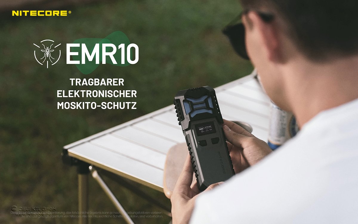Nitecore EMR10, mobile mosquito repellent, including 2x NL2150 batteries, with power bank function,