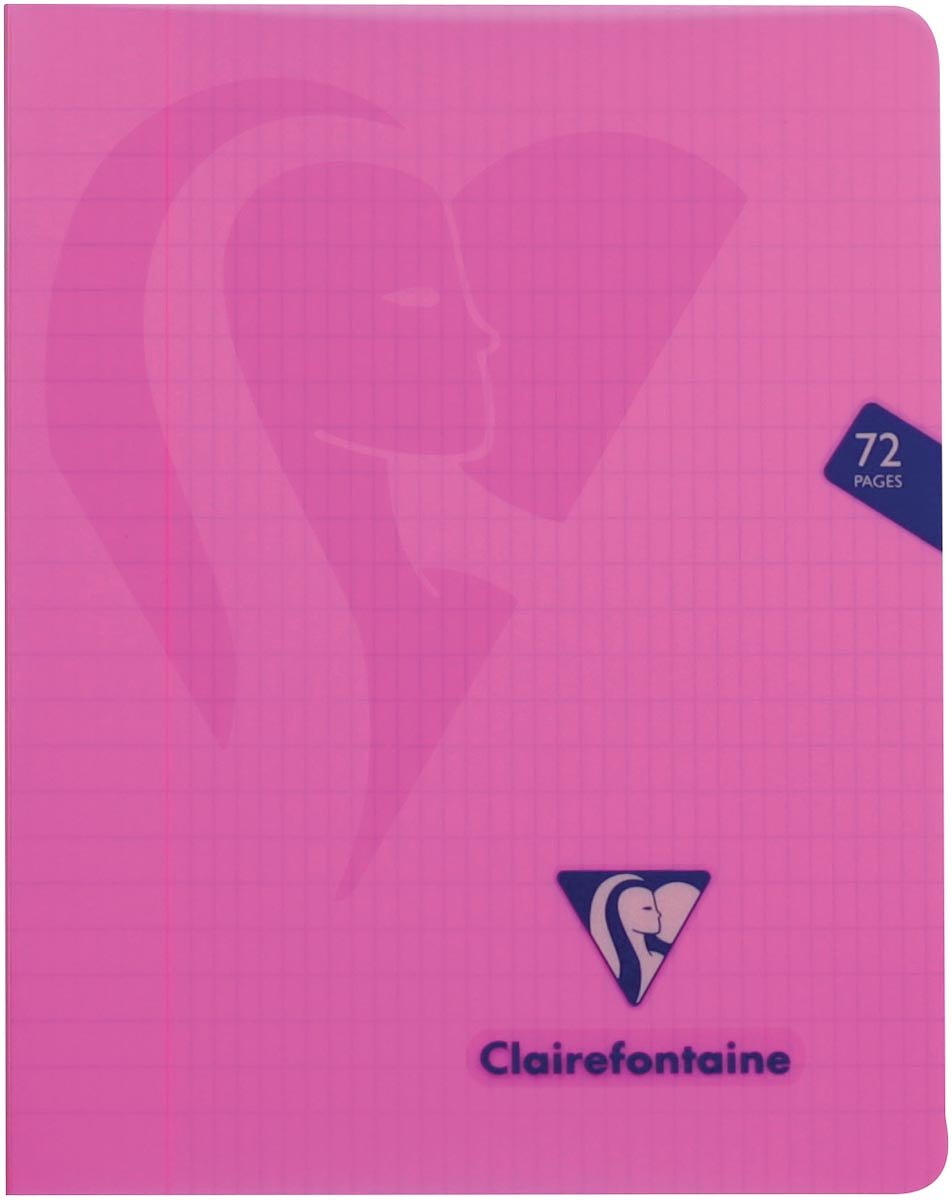 Clairefontaine schrift mimesys voor ft A5, 72 bladzijden, kaft in PP, geruit 4 x 8, geassorteerde kl