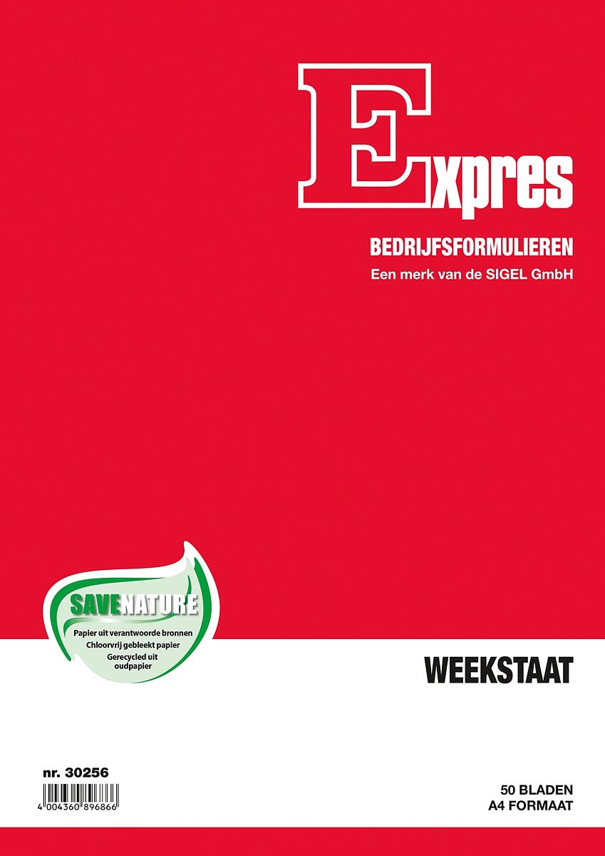 Sigel Expres weekstaat, ft A4, Nederlandstalig, 50 vel 5 stuks