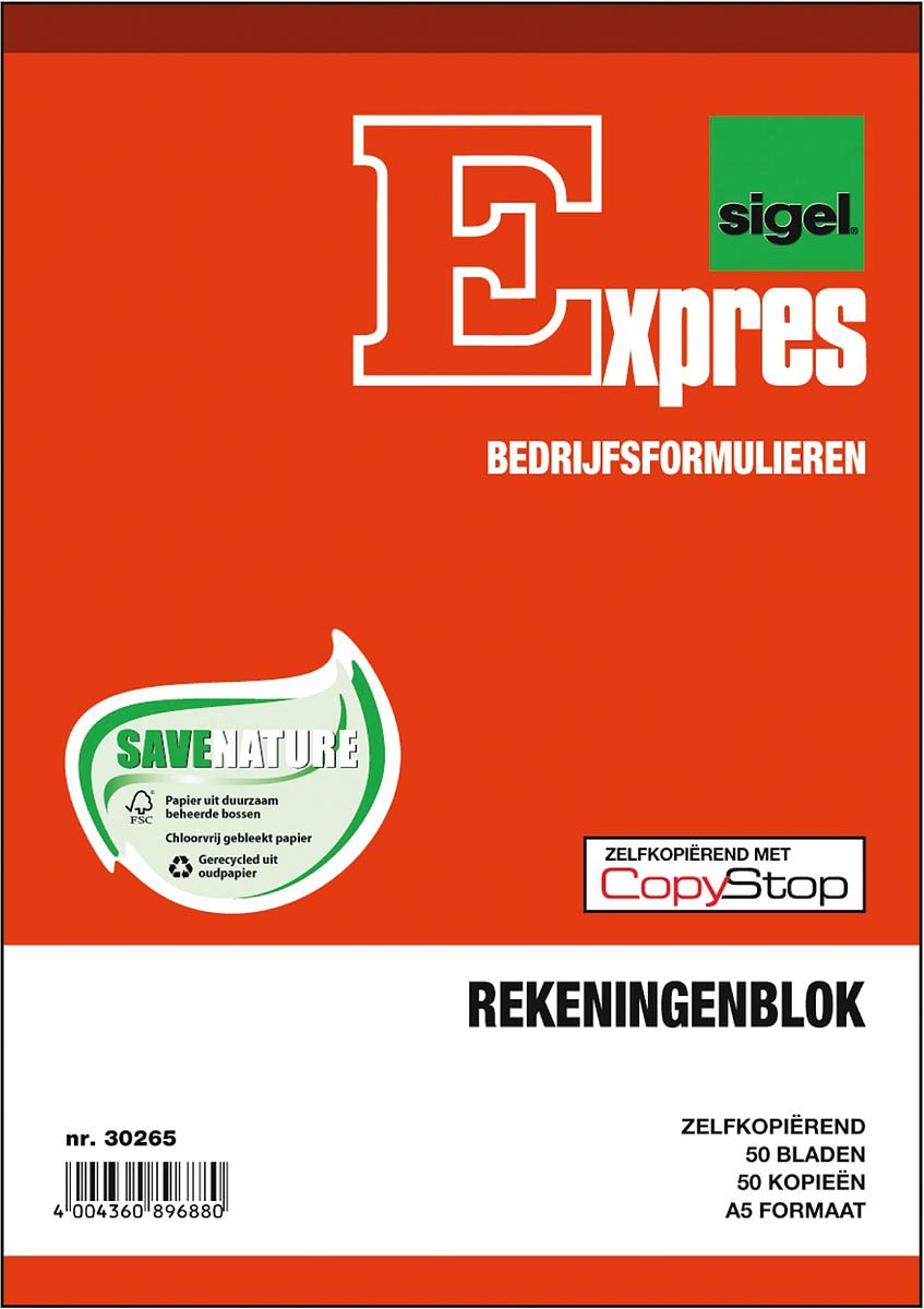 Sigel Expres rekeningblokken, ft A5, Nederlands, dupli (50 x 2 vel) 5 stuks