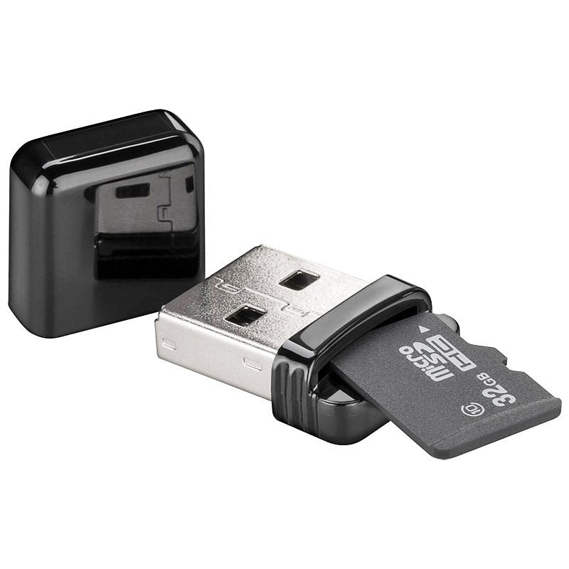Card reader USB 2.0 for reading Micro SD and SD memory card formats, reads Micro SD, SDHC, SDXC and