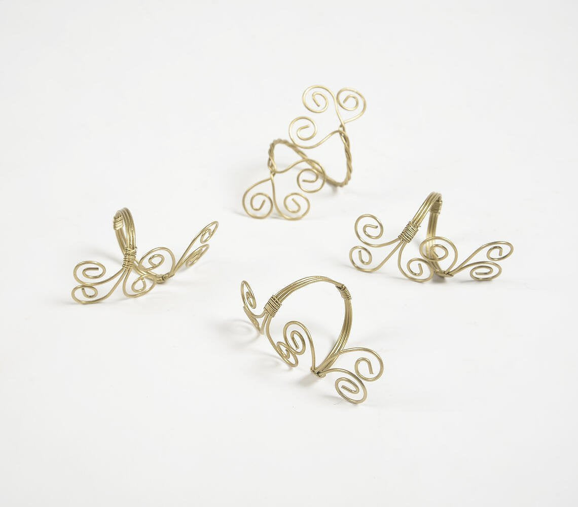 Coiled Metallic Wire Napkin rings (set of 4)
