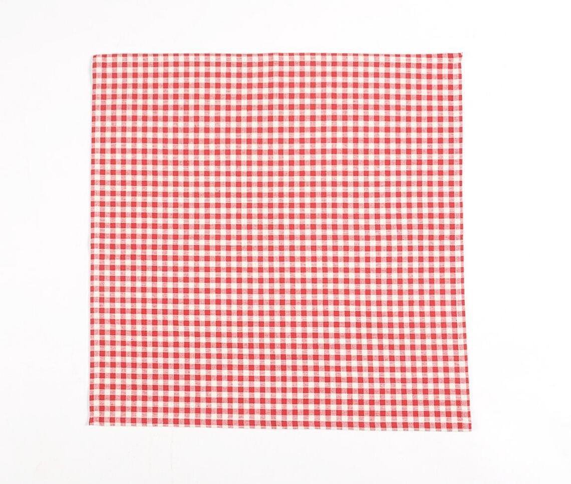 Mini Red Checkered Napkins (Set of 4)