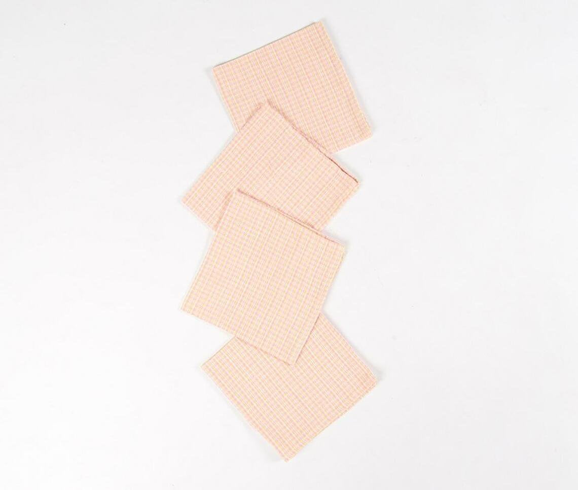 Pastel Peach Handloom Napkins (Set of 4)