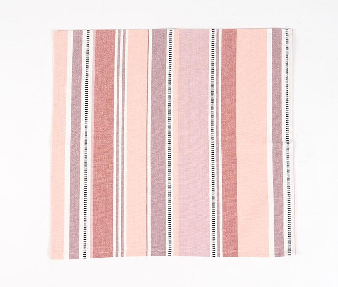 Salmon Striped Table Napkins (Set of 4)