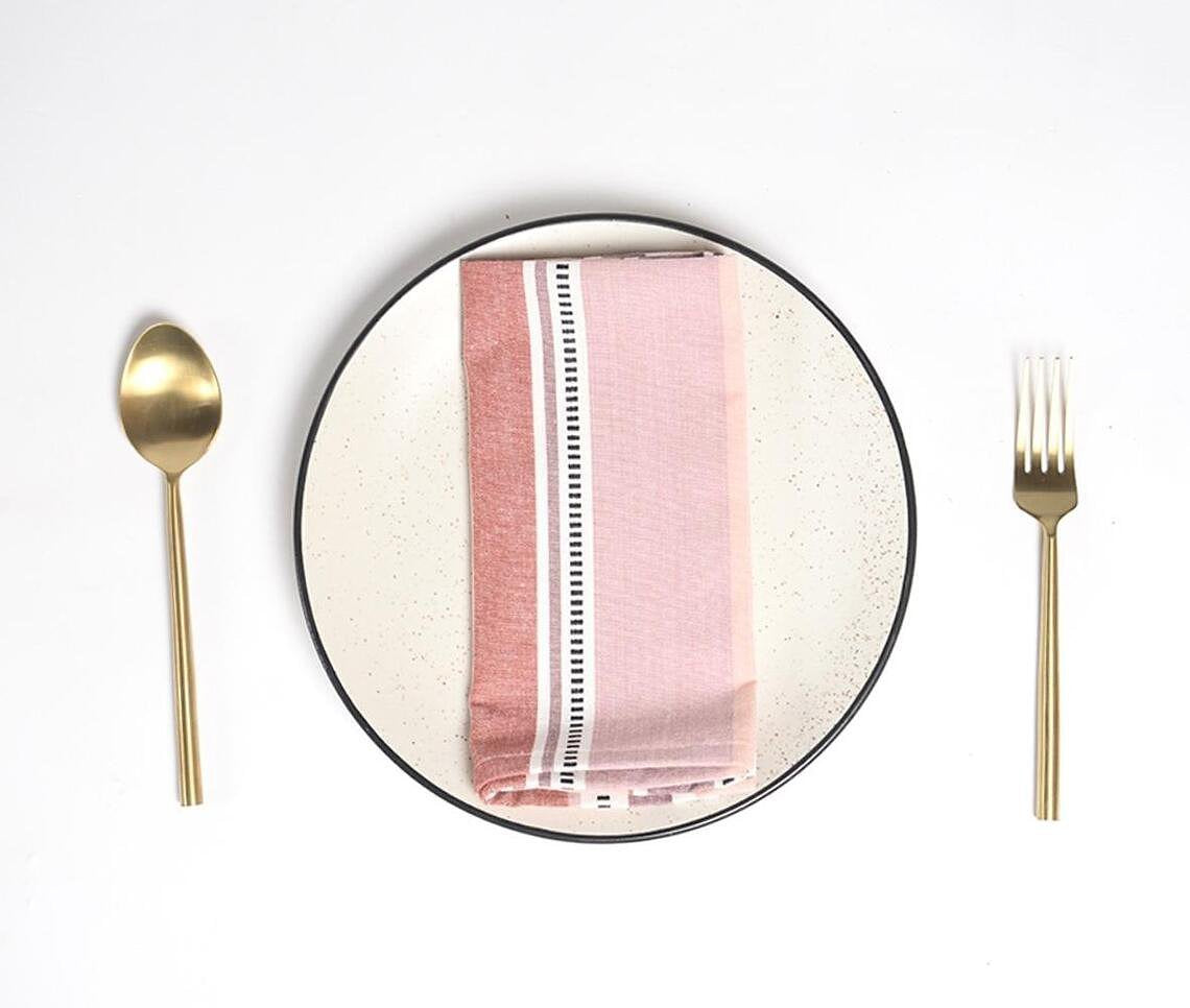 Salmon Striped Table Napkins (Set of 4)