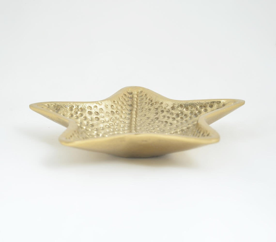 Textured Gold Tined Star Fish Aluminium Tray