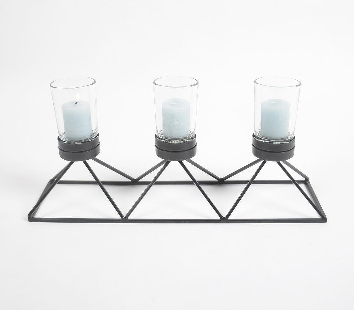 Triple Pyramidal Aluminium Tea Light Holder