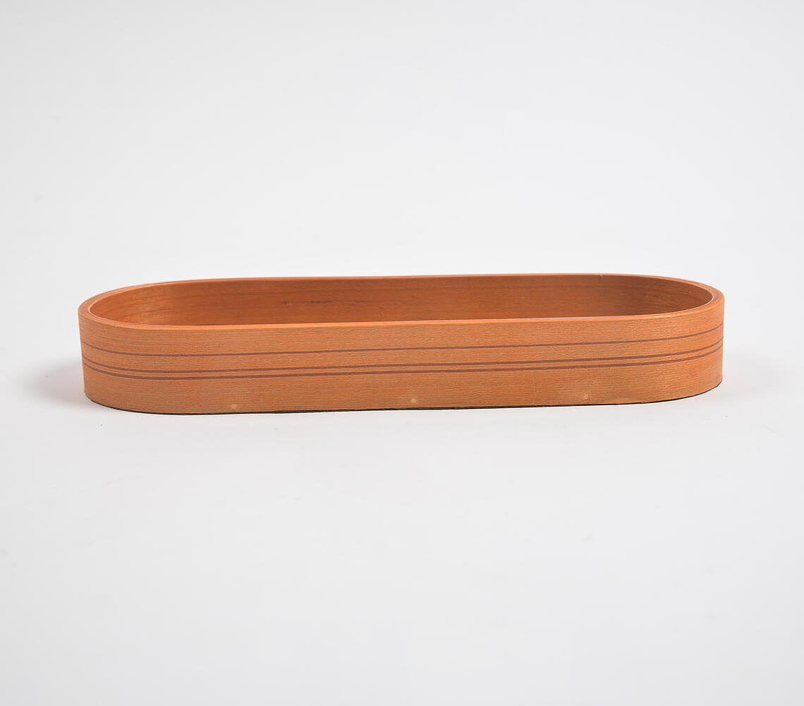 Woven Bamboo Orange Oblong Tray