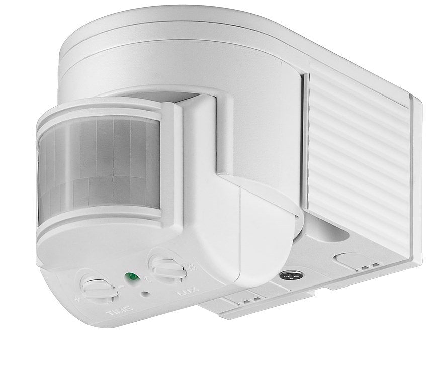 Infrared motion detector for surface wall mounting, 180 ° detection, 12 m range, for outside (IP44),