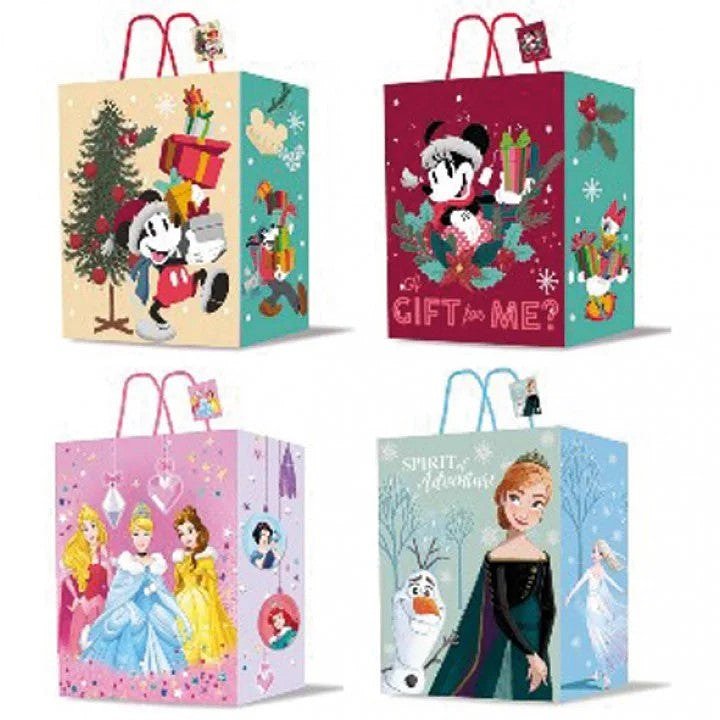 Walt Disney Kerst set van 4 Cadeau zakjes - Cadeau zakje - Kerstmis - Verpakking - Feestverpakking -