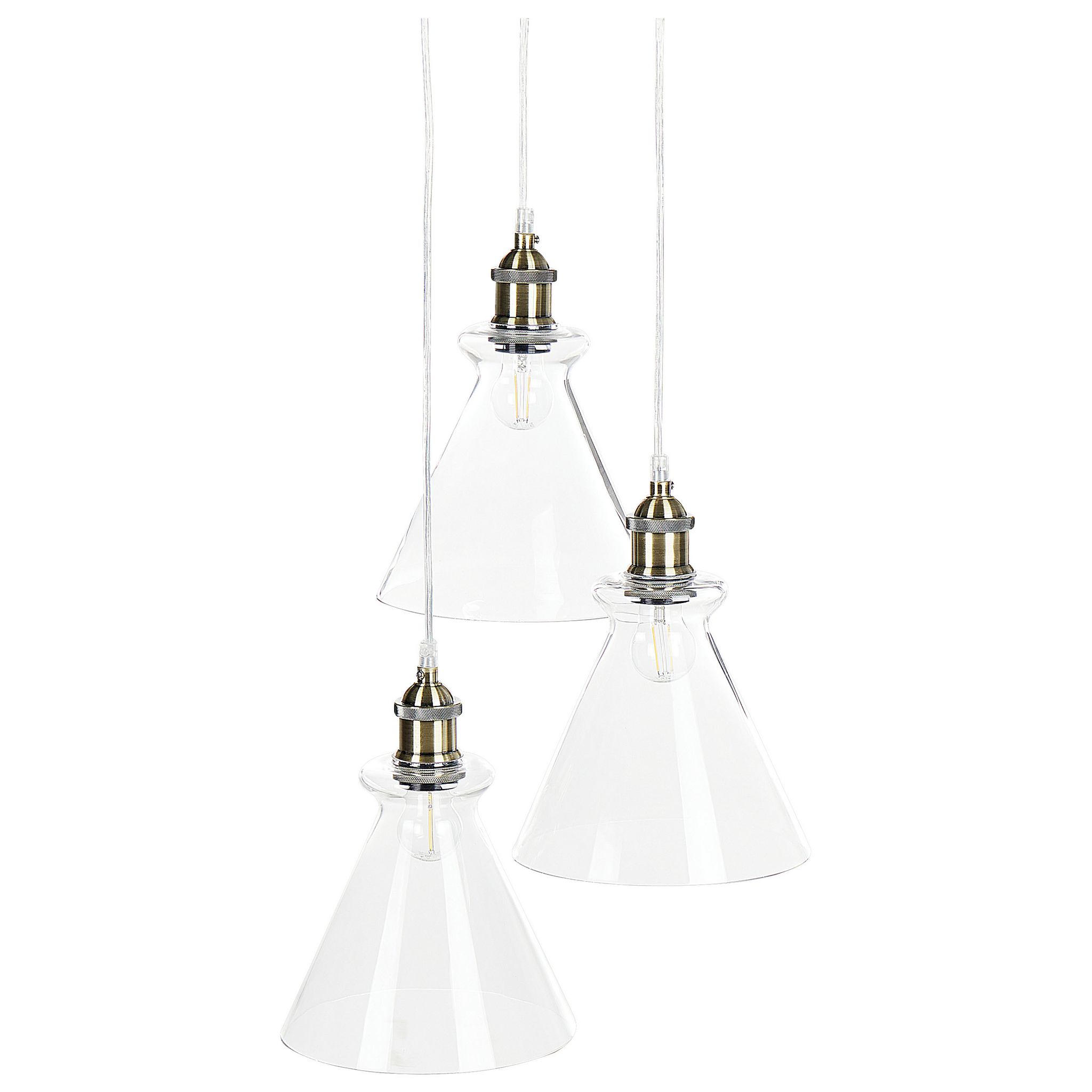 Beliani BERGANTES - Hanglamp 3 lampen - Transparant - Glas