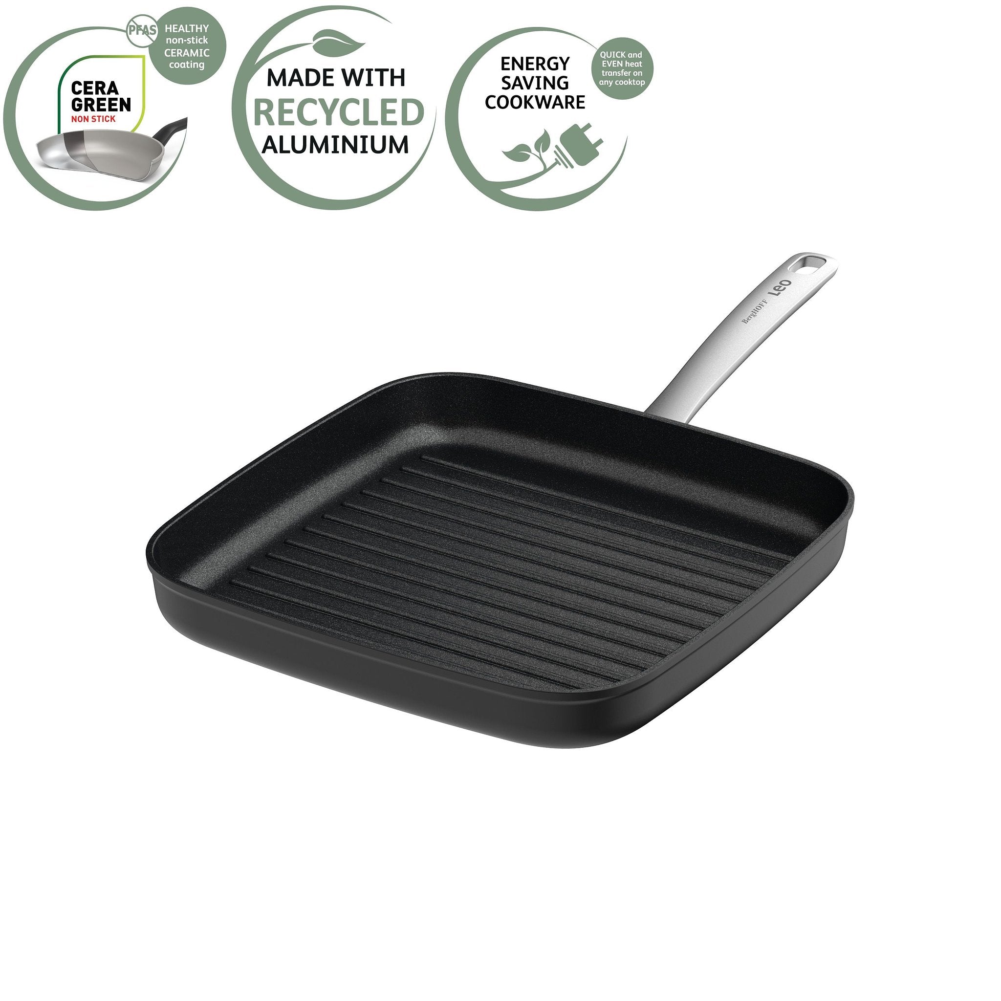 LEO RECYCLED Grillpan antikleef Graphite 28cm