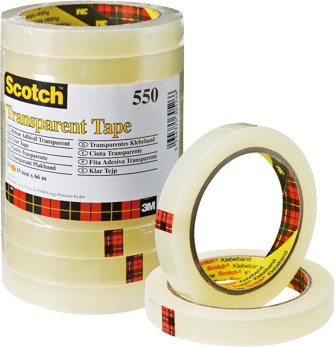Scotch® plakband 550, ft 15 mm x 66 m, pak van 10 rollen 12 stuks