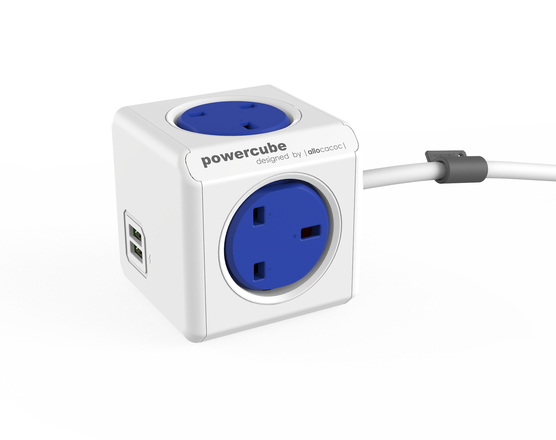 PowerCube |Extended USB|: Dual-USB-A Charging Cube with Space Saving Design and Childproof Sockets 1