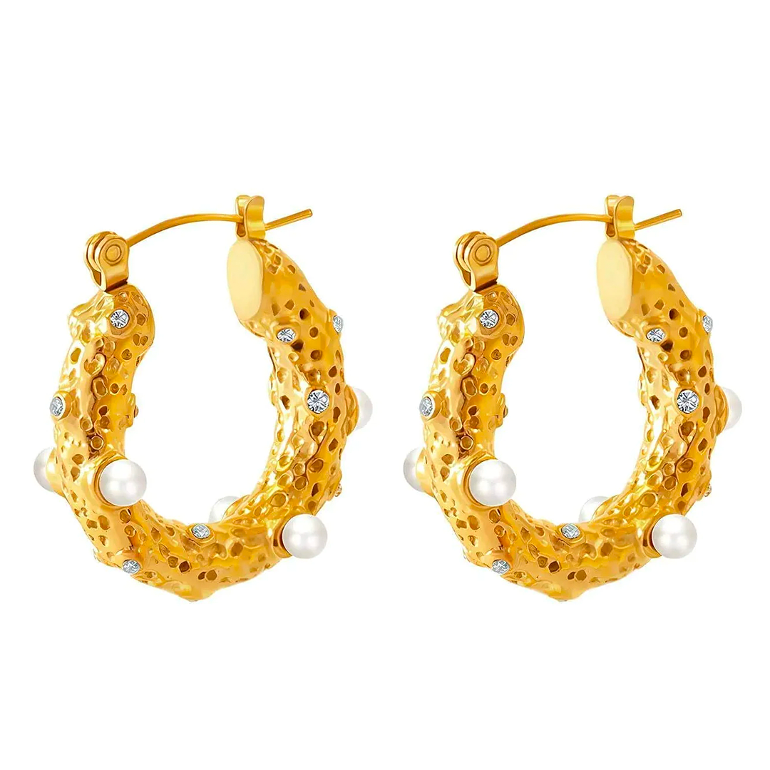 Akalia Road To Sparkles - 18 Carat Gold Plated Earrings with Zirconia - Gold Earrings for Ladies