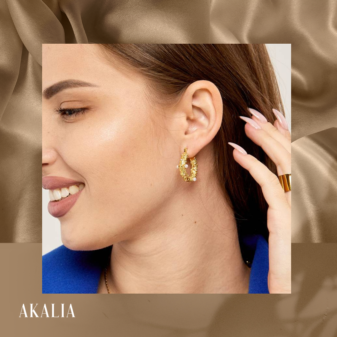 Akalia Road To Sparkles - 18 Carat Gold Plated Earrings with Zirconia - Gold Earrings for Ladies